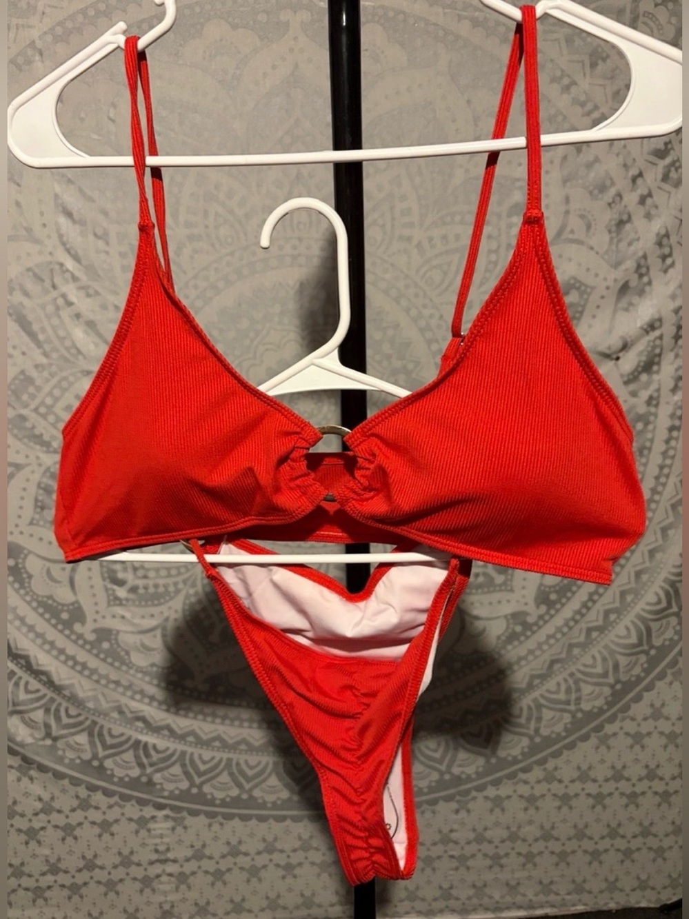 Red Ribbed O-Ring Cheeky Bikini Set | 2XL | NWOT 👙✨